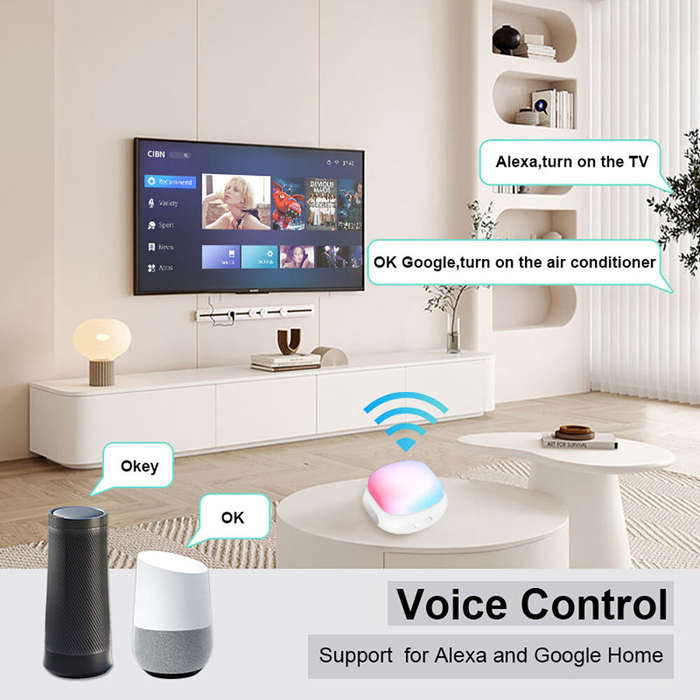 White - RSH Universal Infrared IRF Remote Control With Atmosphere Light Tuya Smart APP Control Air C