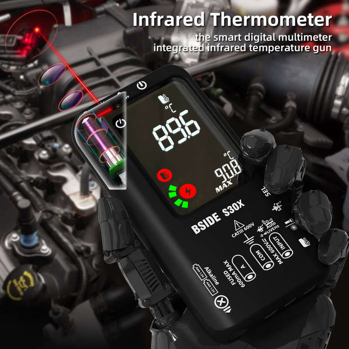 BSIDE S30X Infrared Temperature Multimeter DC/AC Voltage Resistance Capacitance Frequency Tester wit