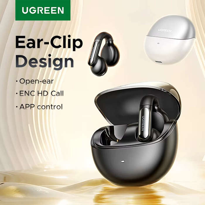 Black - UGREEN HiTune S5 TWS Earclips Earbuds Wireless bluetooth 5.4 Earphone 12mm Dynamic Coil AAC