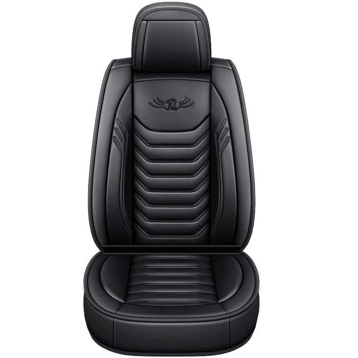 Black - Universal PU Leather Car Front Seat Cushion Cover Non-slip Protector Mat Black