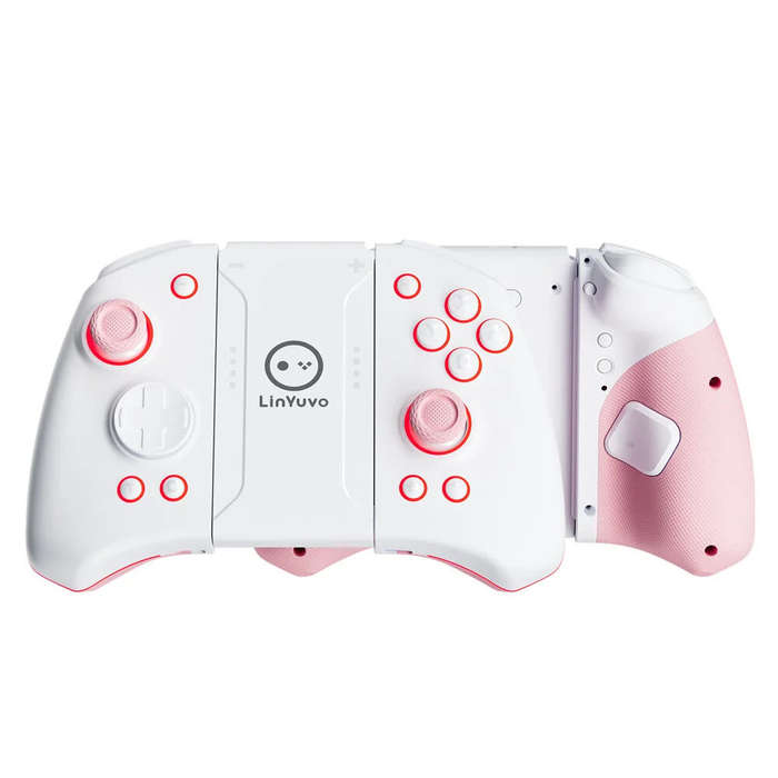 Grey - LinYuvo KS33 RGB bluetooth Game Controller for Switch/OED Joy-con with Mechanical Button Macr