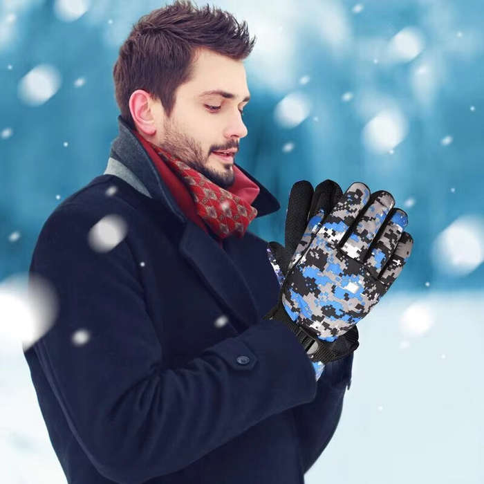 Blue - Waterproof Cotton Gloves for Men and Women Breathable Snow Gloves Motorcycle Gloves Snowboard