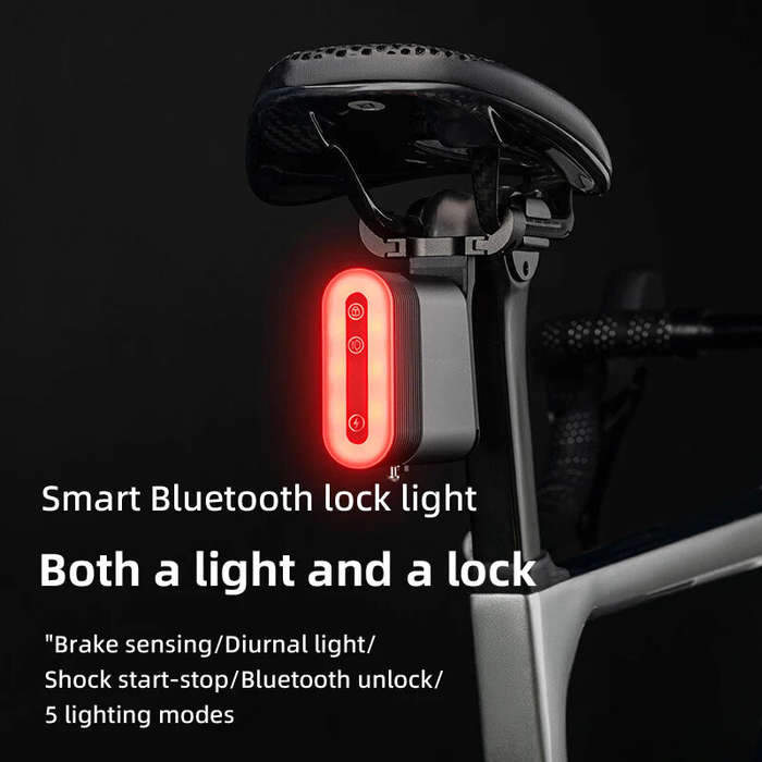 ROCKBROS Bicycle Bluetooth Smart Lock Taillight Dual Function IPX6 Waterproof 5 Lighting Modes Type-