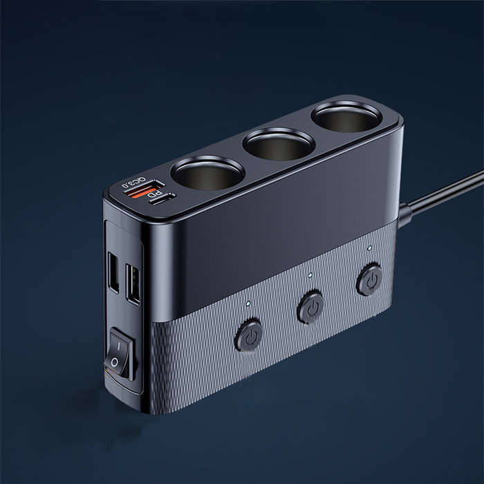 12V-24V 128W Car Charger Splitter Quick Charge PD QC 3.0 Power Socket Splitter 4 in 1 USB Charging S