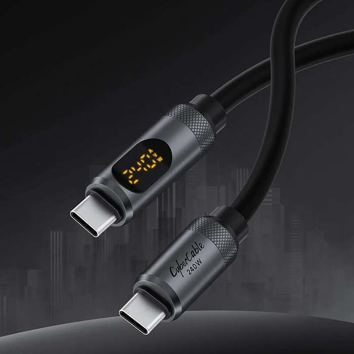 2M - Hagibis PD240W USB-C Fast Charger Cable 1M 2M Silicone Charging Cord with LED Display for iPhon