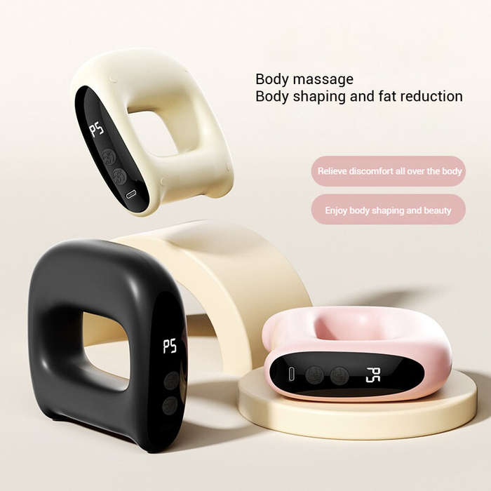 Black - Fascia Massager Ring with Heat Compress 5 Speed Vibrating Massage for Neck Back Waist Leg Po