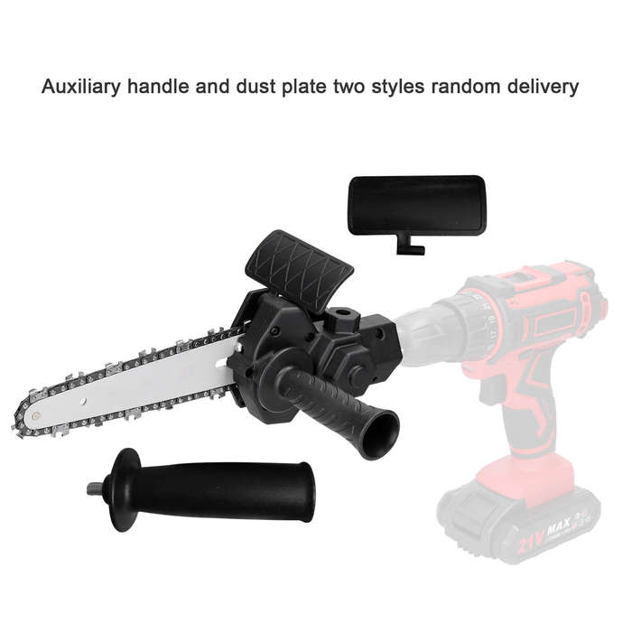 Black - 6 Inch Portable Electric Chainsaw Conversion Head Kits Electric Drill to Electric Chain Saw