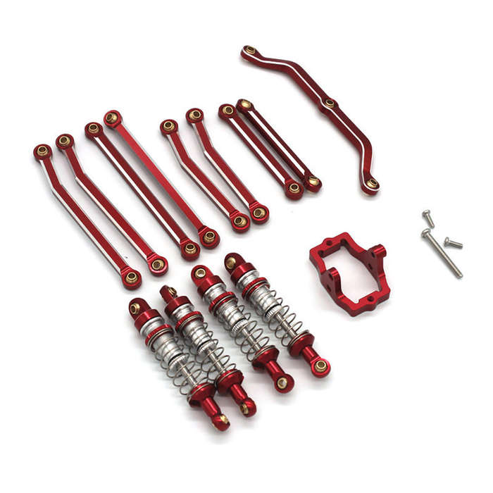 Red - Upgraded Metal Shock Absorber Tie Rod Set For JJRC C8801 AUSTAR AX-8560 TRX4M 1/18 RC Car Acce