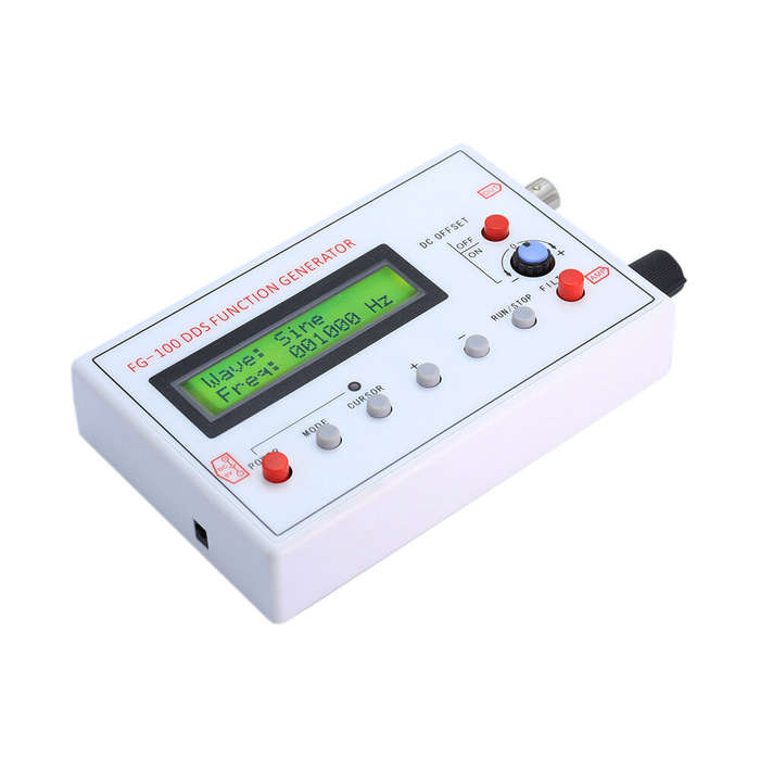 White - FG-100 DDS Function Signal Generator 1Hz-500kHz Frequency Range Portable Waveform Generator