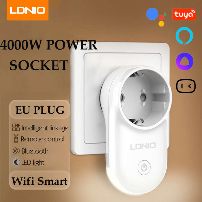 LDNIO 16A Smart WiFi EU Plug Socket Real-time Current Voltage Power Monitoring APP Timing Outlet wit