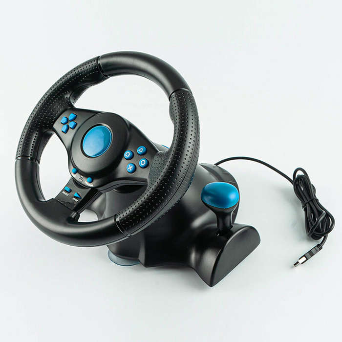 Black - 7-in-1 Racing Simulator Steering Wheel Vibration Controller Game Racing Steering Wheel for N