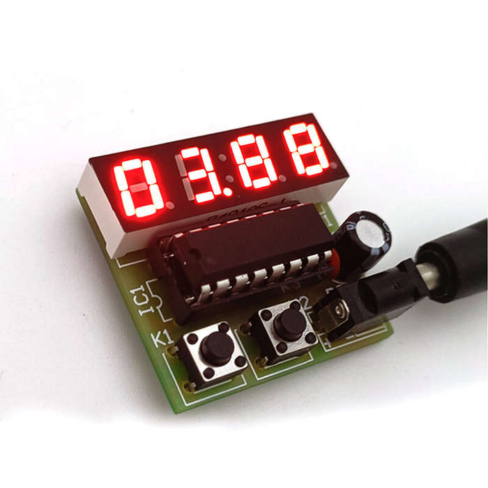 DIY Kit - DIY Digital Clock Kit 4-Digit Display 2.4V-5.5V RF-4 Board Easy to Assemble Educational To