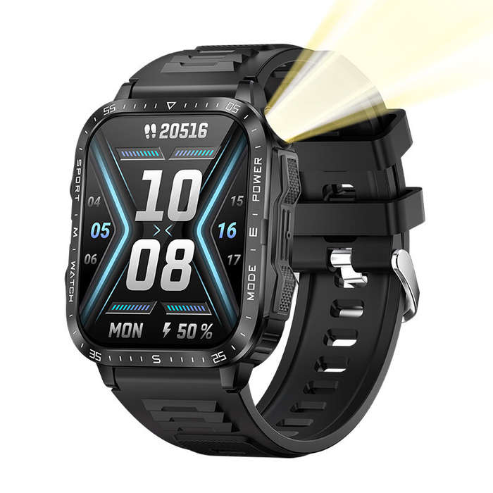 Orange - Senbono KT79 1.96inch HD Screen IPX8-3ATM Waterproof SOS Flashlight bluetooth Call Heart Ra