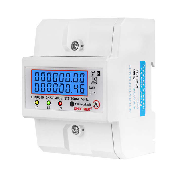 White - Dgital Wattmeter 100A 380V AC Three Phase Energy Meter Temporary kWh Can Be Reset Power Volt