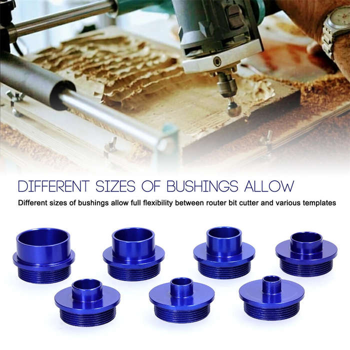 Blue - 10PCS Router Template Guide Bushing Set Aluminum Alloy 8 Guide Bushings 2 Lock Nuts Woodworki