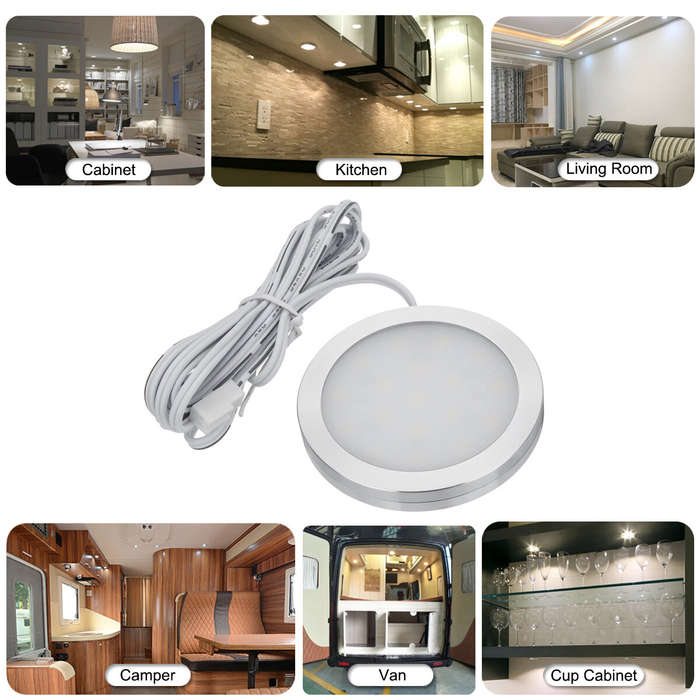 White - KROAK 12V Interior LED Spot Light For Camper Van Caravan Motorhome T4 T5 Kitchen Cabinets Cu