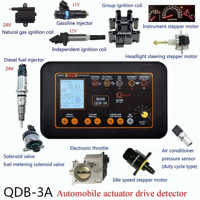 Black - QDB 3A Automobile Ignition Coil Tester Solenoid Valve Fuel Injector Stepper Motor Drive Hall