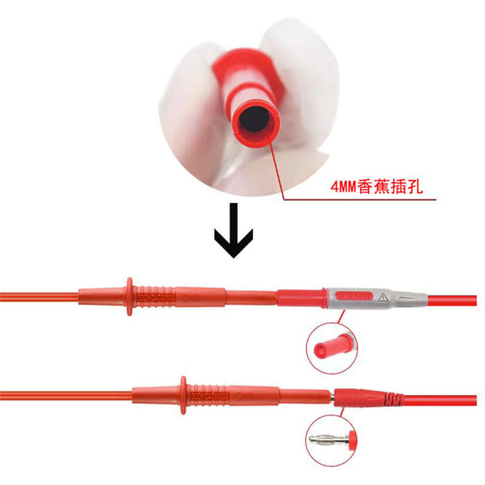 2PCS Universal Multimeter Test Probe 4mm Banana Plug Design Extended Length for Electrical Automotiv