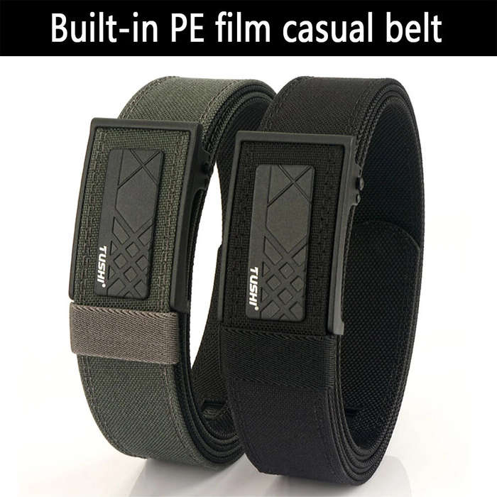 Army Green - TUSHI 120cm Thick Tactical Belt for Men Automatic Buckle Military Police Duty Belt Tigh