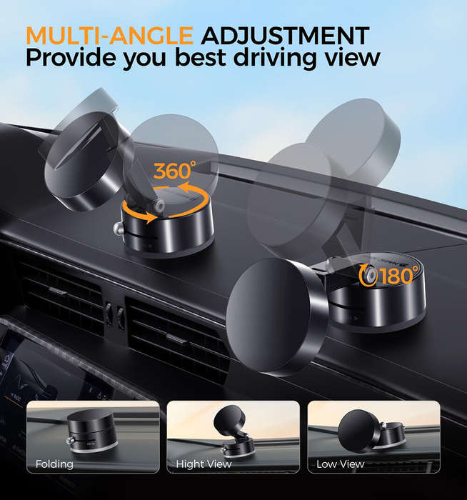 Black - Car Vacuum Suction Phone Holder Double-Sided Suction Cup 360 Rotatable Multi-Angle Adjustabl