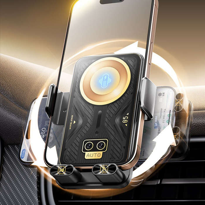 No Magnetic(Black) - X18 15W Wireless Charging Car Phone Holder Infrared Sensing Automatic Opening a