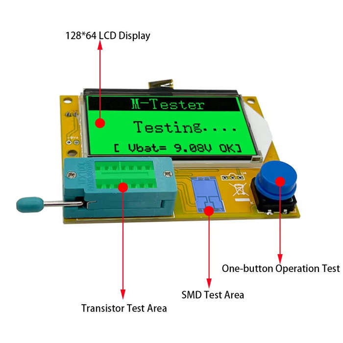 With Battery Box - LCR-T4 Multifunctional Transistor Tester Capacitor Resistor Diode Triode Thyristo