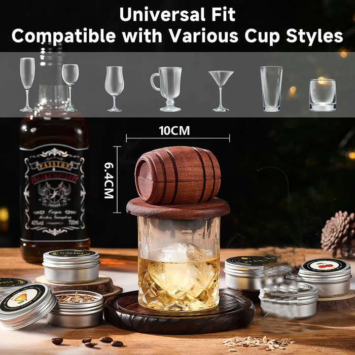 #6 - 6 Flavors Whiskey Smoker Kit with Wood Chips Old Fashioned Drink Smoker Infuser for Cocktails B