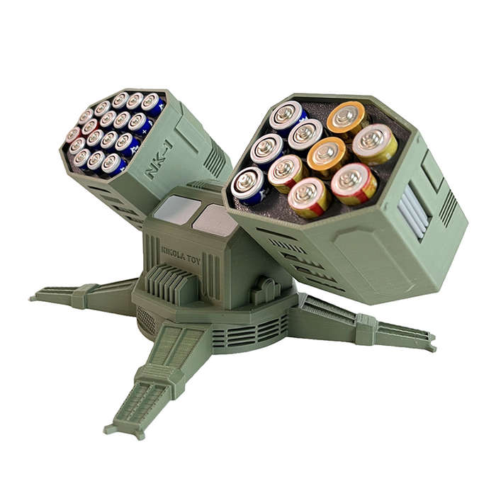 Green - NIKOLATOY Anti-Aircraft Missile Shaped Battery Storage Box 27 Holes Suitable for AA/AAA batt