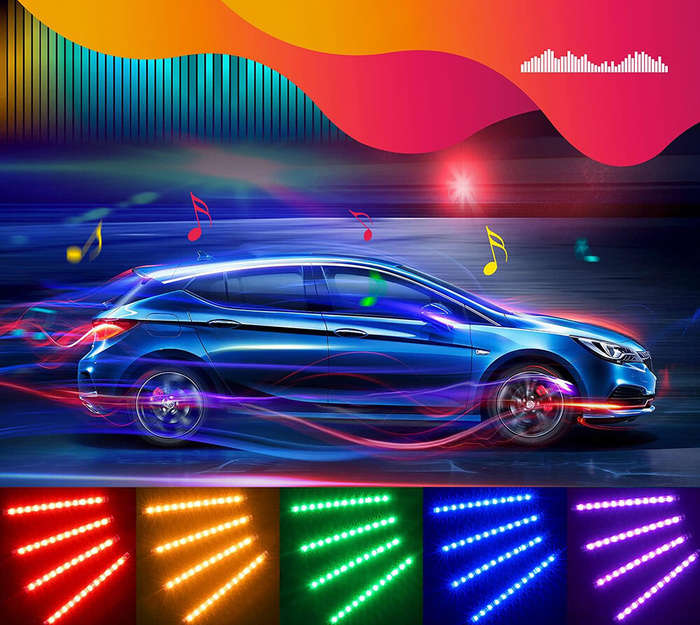 #1 - Car Atmosphere Lights Interior APP Control 12V 48 LEDs 1 To 4 Modified LED Colorful Atmosphere