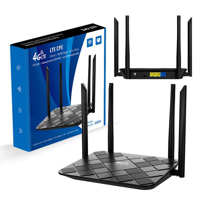 EU Plug - 300Mbps 4G SIM Wi-Fi Router High Speed CPE Wireless Router with 4 High-Gain Antennas 32 De