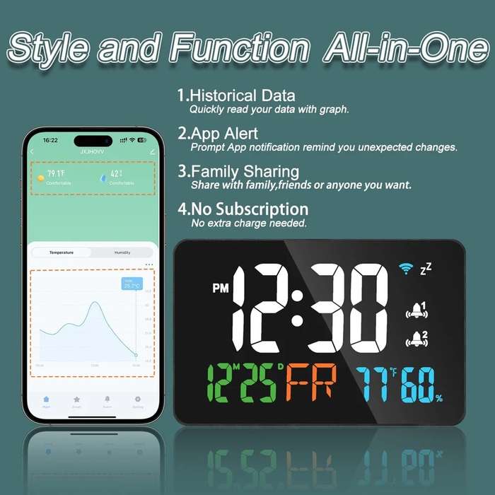 White - LED Graffiti Clock Automatic Time Calibration Wifi Temperature And Humidity Atomic Clock Mir