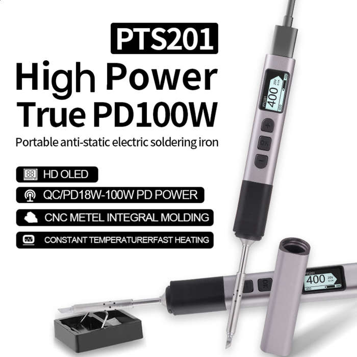 #B - PTS201 Intelligent Soldering Iron Type-C Fast Charging 18-100W OLED Display 30C-450C Adjustable