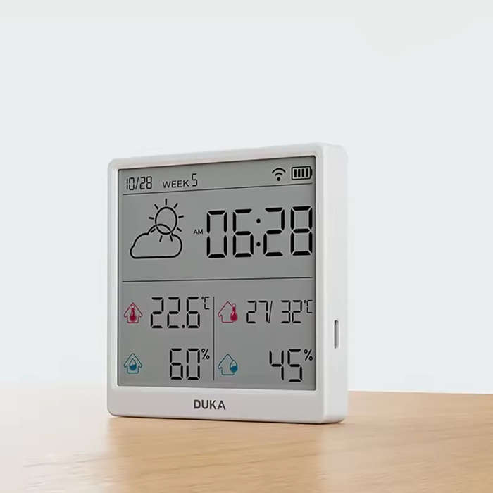 Gray - DUKA LCD Wireless Smart Home WIFI Temperature and Humidity Weather Sensor Rechargeable Indoor