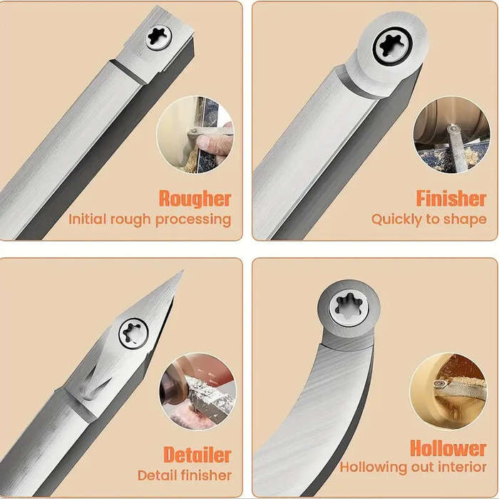A - 8Pcs Tungsten Carbide Cutters Inserts Set for Wood Lathe Turning Tools WenCrew Universal Carbide