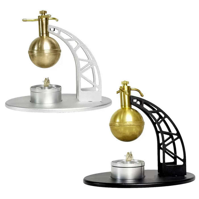 Black - NIKOLATOY Steam Heating Thermal Energy Rotating Flying Ball Steam Engine Model Ornaments Phy