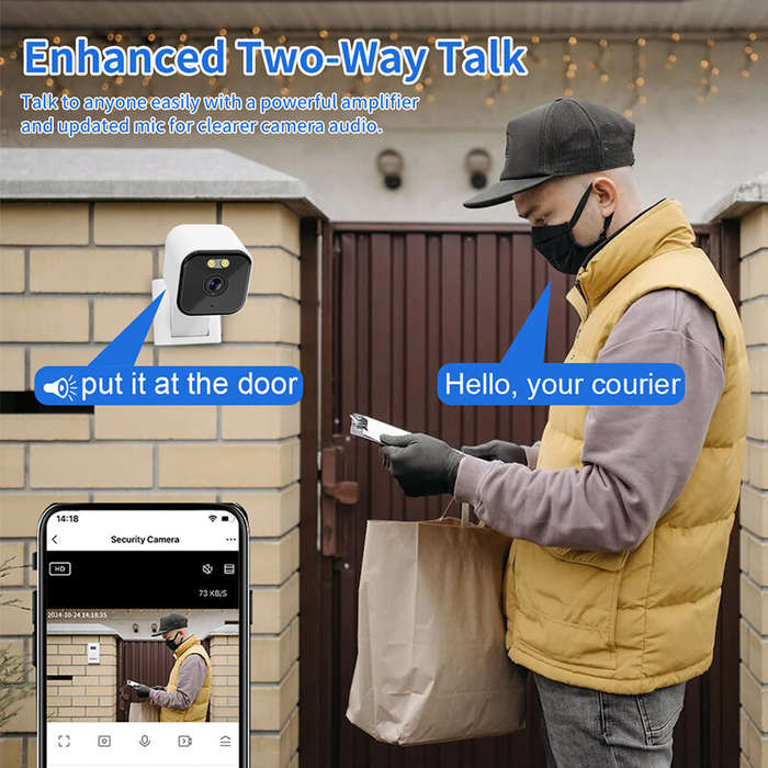 2MP - 2MP Wireless WiFi Security Camera Color Night Vision Two-Way Audio Motion Detect Spotlight Sir