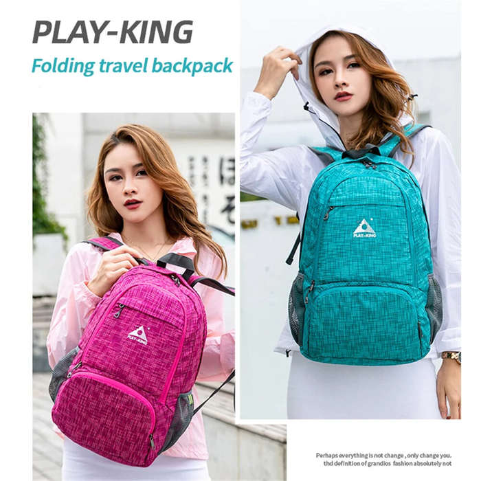 Blue - PLAYKING Lightweight Nylon Foldable Backpack Waterproof Outdoor Sport Camping Hiking Travel F