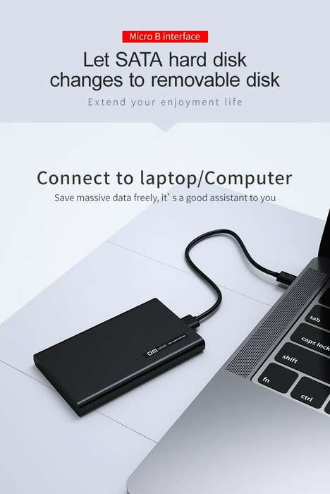 DM 2.5" SATA to USB 3.0 Micro B Hard Drive SSD External Enclosure Case Tool Free Hot-Swap for Macboo