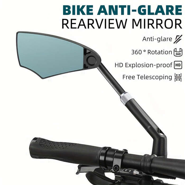 right mirror - WEST BIKING HD Anti-Glare Bike Rearview Mirror 360 Rotation Adjustable Retractable Re