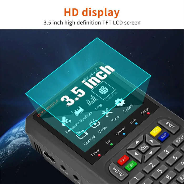 Black - GTMEDIA V8 Finder2 Satellit Finder Signal Meter 4000mAh Battery 3.5" HD LCD Type-C Fast Char