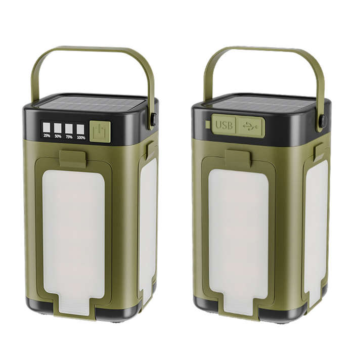 Green - IPRee Portable Solar Camping Lantern LED Rechargeable Outdoor Hanging Tent Lamp Folding LED
