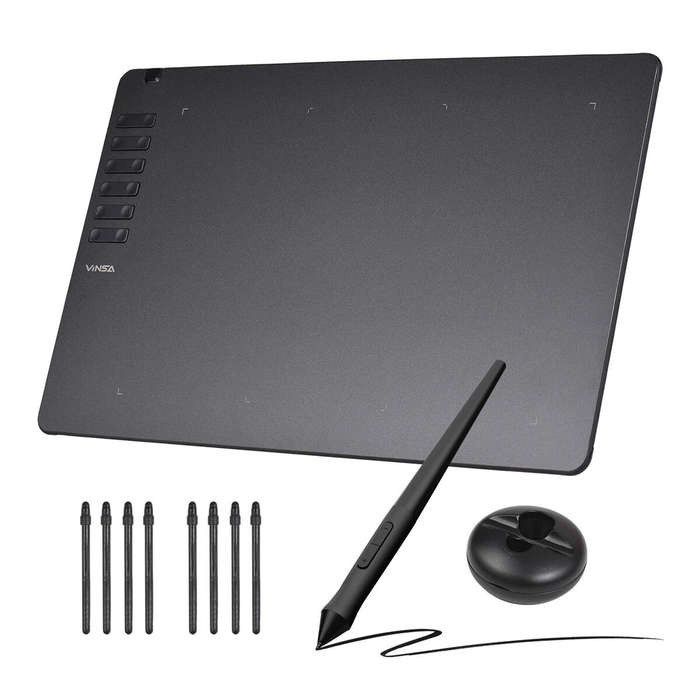 Black - VINSA T1161 Graphics Drawing Tablet with 12 Physical Shortcut Keys 300x188mm Sensing Area 8