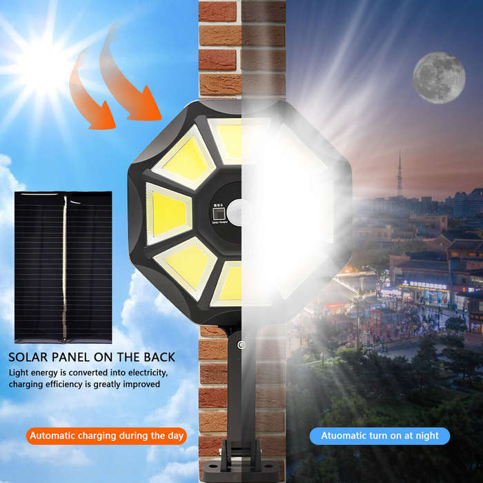 168COB - 168COB Solar Motion Sensor Wall Light with 360 Rotation Remote Control IP65 Waterproof Outd