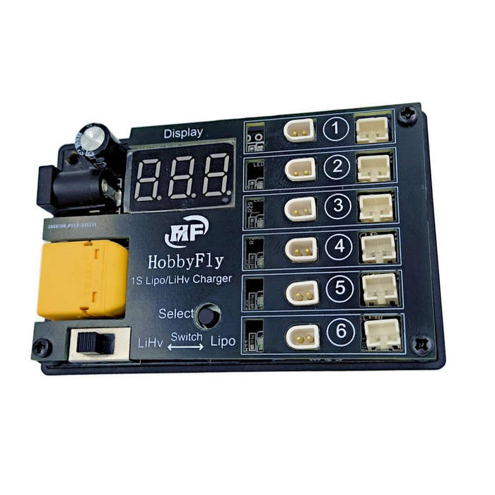 Charger + EU Adapter - HOBBYFLY 6-Port 1S Battery Charger With Low-voltage Input Protection Charge f