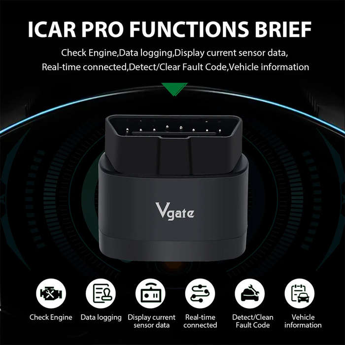 #1 - Vgate iCar Pro 2S ELM327 OBD-II Adapter Fast bluetooth V5.3 for Android/IOS/PC OBD2 Scanner Upg