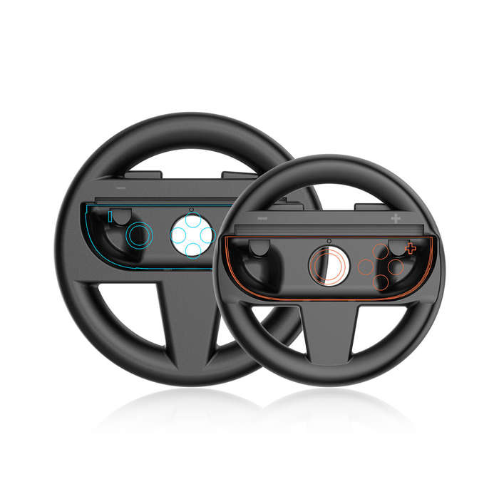 Black - JYS JYS-NS2275 2-Pack Switch2 Mario Karts Racing Steering Wheel 1 Large 1 Small Joy-Con Whee