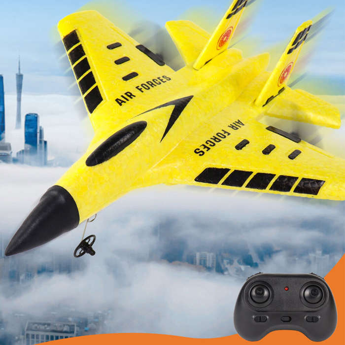 Yellow - SU35 2526 2.4GHz 2CH Built-in Gyro With LED Light EPP Foam RC Airplane Fighter Glider RTF f