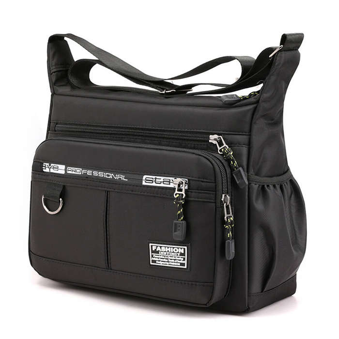 Army Green - Men's Large Capacity Business Casual Crossbody Bag Multiple Pockets Soft Lightweight Ny