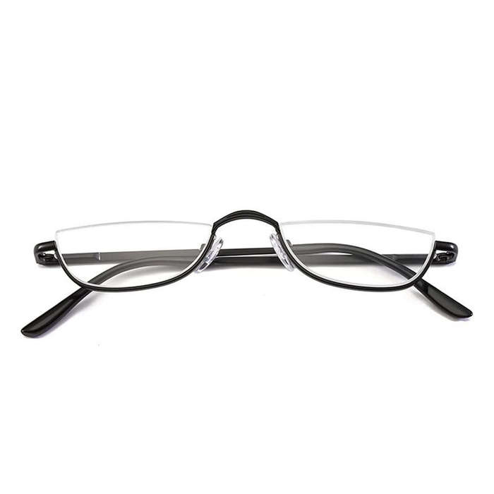 +200 - HD Half Moon Reading Glasses Metal Frame Lightweight Eyeglasses for Unisex Vision Care +1.5~+