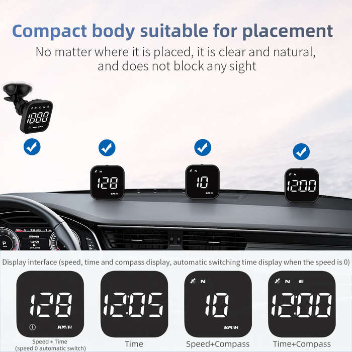 Green - Car HUD Head-up Display Car GPS Universal Multi-function Speedometer Compass HD Smart Displa